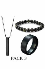 Pack Of 3 Vertical Bar Boy's Pendant, Ring And Bracelet Set
