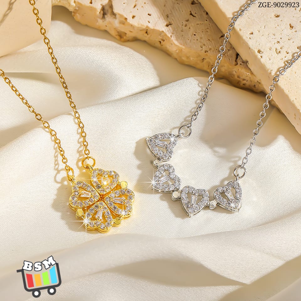 ZGE-923 Korean Magnetic 4 Leaf Clover Pendant Necklace