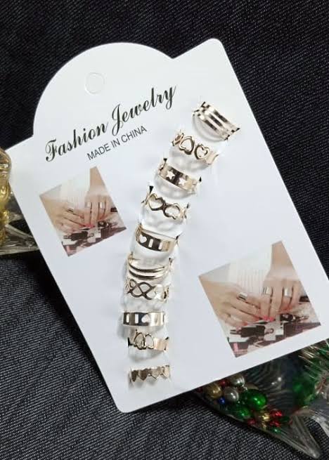 10 Pcs Adjustable Alloy Rings Set for Women & Girls