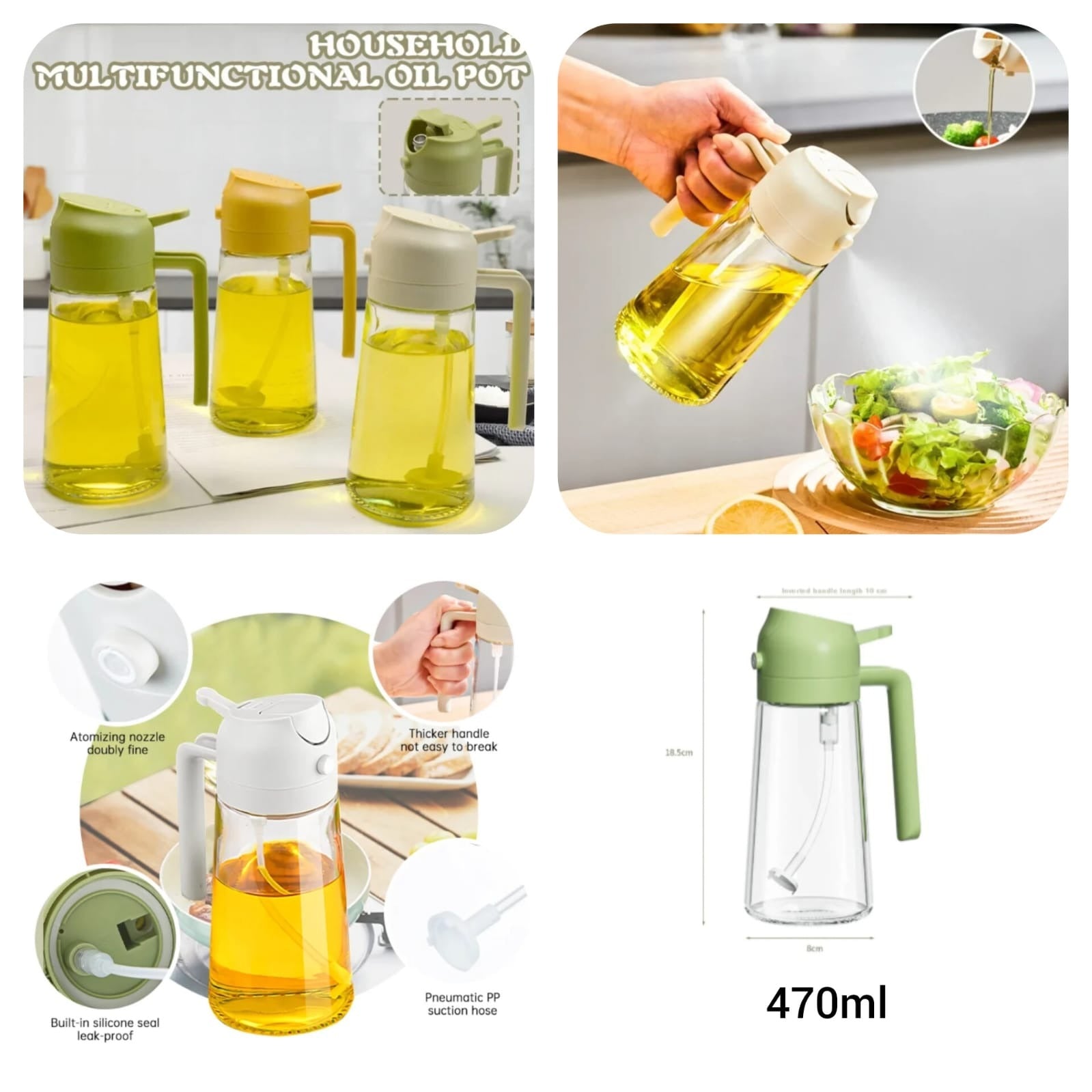 470ml Kitchen Glass Oil Sprayer Bottle | 2-in-1 Olive Oil Dispenser — 𝑩𝑬𝑺𝑻 𝑺𝑬𝑳𝑳𝑬𝑹