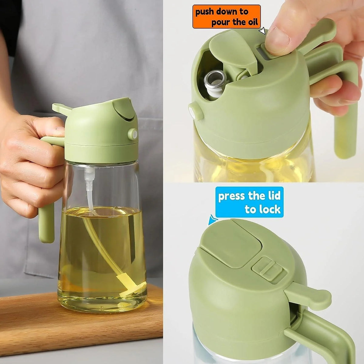 470ml Kitchen Glass Oil Sprayer Bottle | 2-in-1 Olive Oil Dispenser — 𝑩𝑬𝑺𝑻 𝑺𝑬𝑳𝑳𝑬𝑹