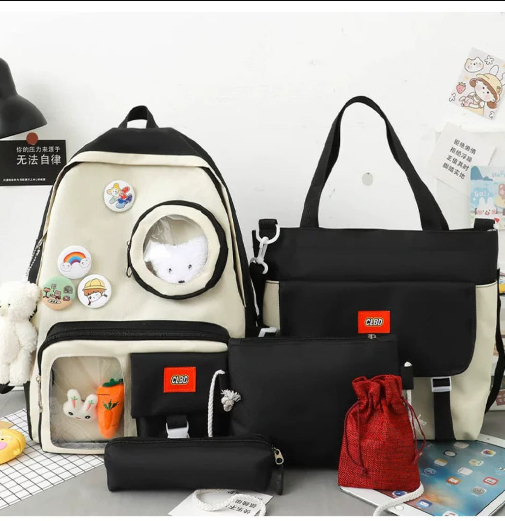 5 Set Backpack For Teenager Girl Waterproof High Capacity School Bags