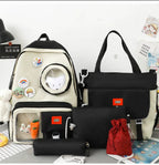 5 Set Backpack For Teenager Girl Waterproof High Capacity School Bags