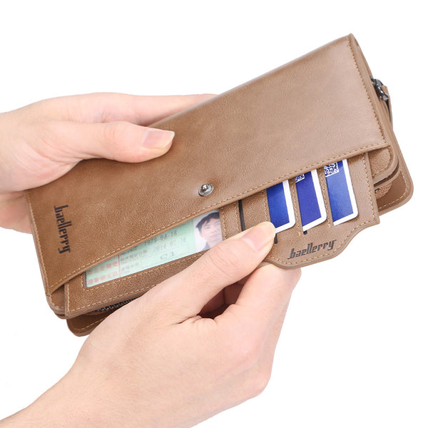 Balebaily Long Zipper Wallet for Men & Women PU Leather Wallet with 15 Card Slots Phone Pocket and Photo Window