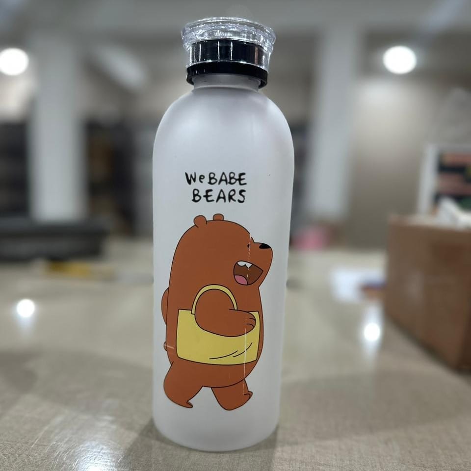 We Bare Bears Panda Water Bottle 1000ml - For School, Gym, Travel, And Outdoor Activities