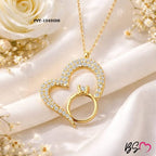 Korean Heart Locket With Ring – Elegant Golden Pendant Necklace