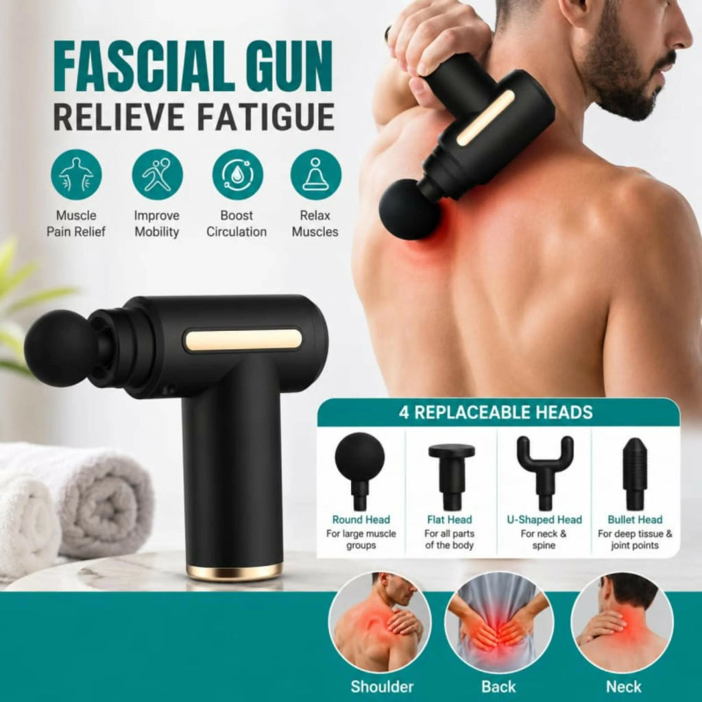 4-in-1 Gun Massager With 5 Speed Modes | Rechargeable Gun Massager Machine