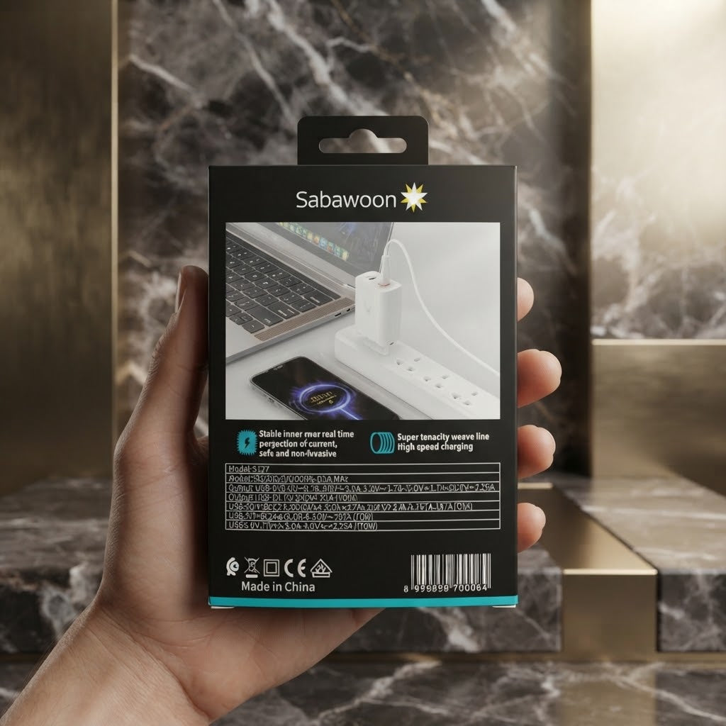 Sabawoon S127 GaN 70W Super Fast Charger With High Speed Charging Support And Durable Build For Smartphones