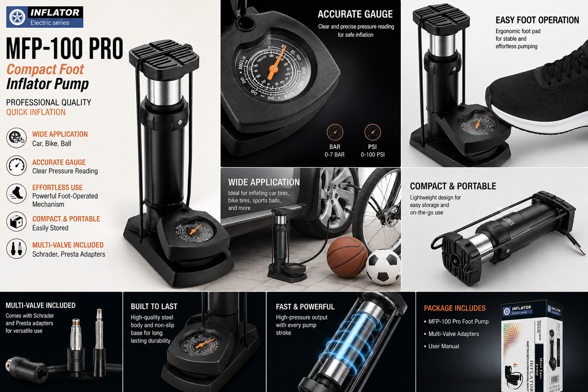 MFP-100 PRO Compact Foot Inflator Pump