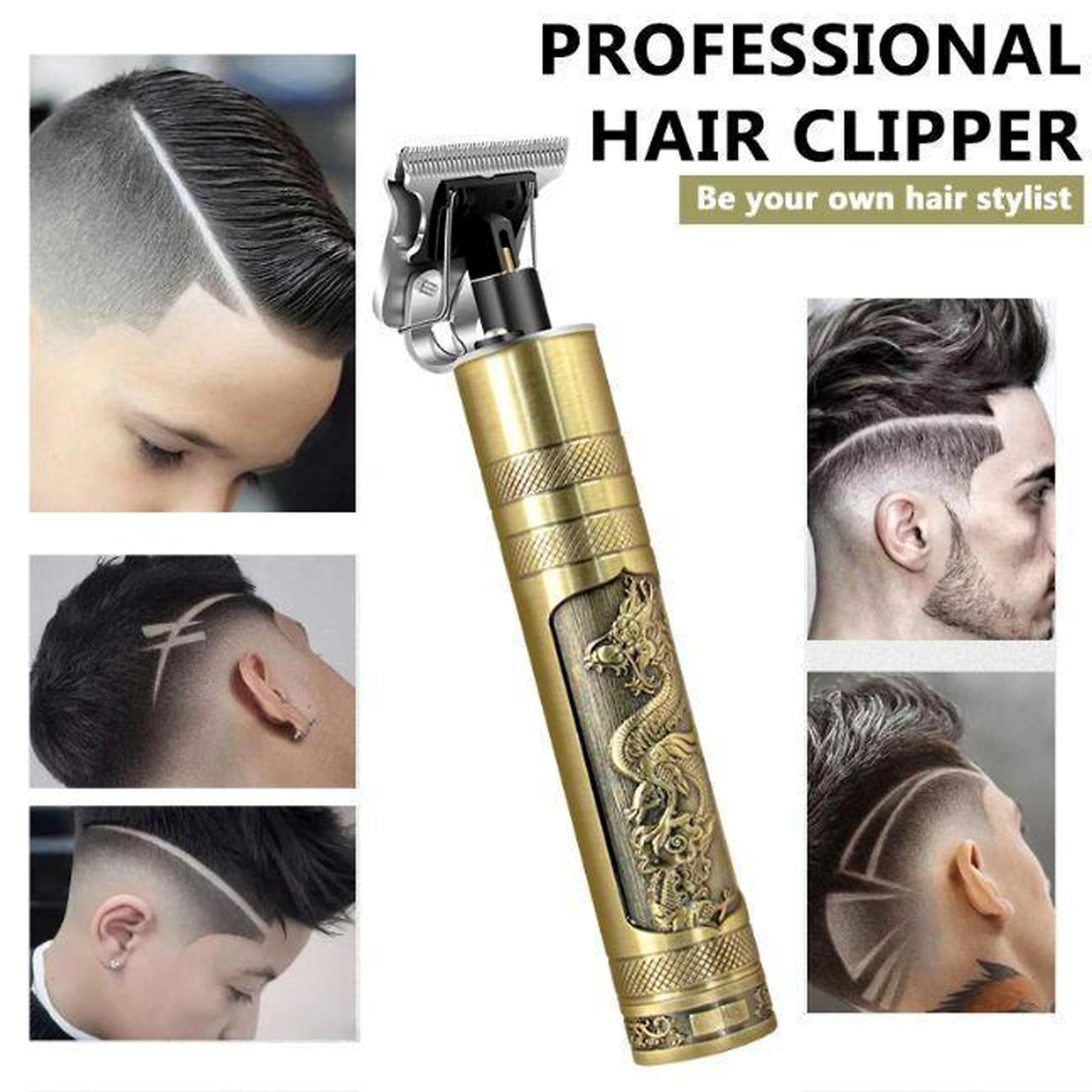 Men's Rechargeable Hair Trimmer with Dragon Design