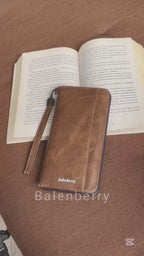 Balebaily Long Wallet for Men & Women with Zipper Pocket 15 Card Slots and Photo Window